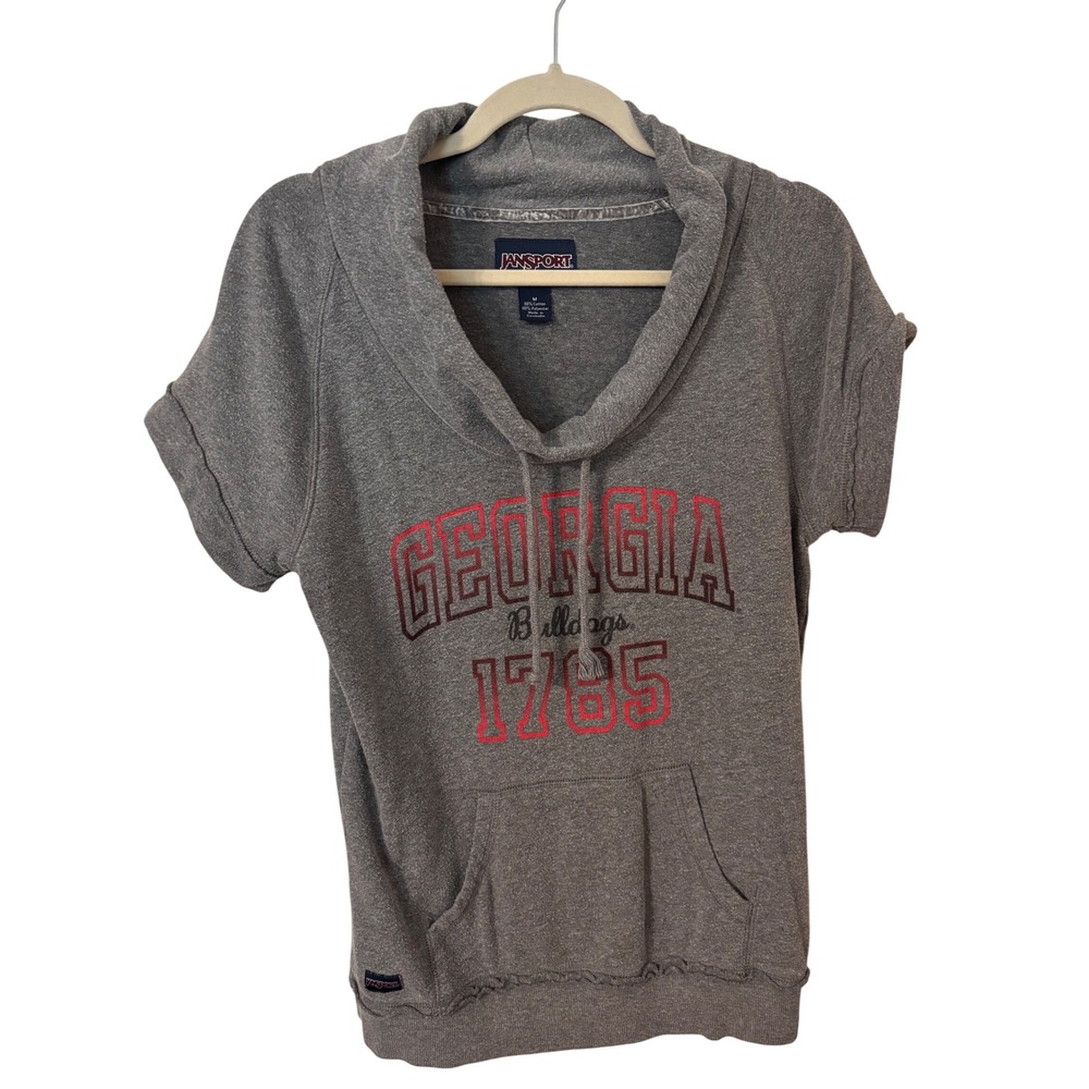 JanSport Georgia Bulldogs Gray Cowl Neck Short Sleeve Sweatshirt Top Medium‎ GUC